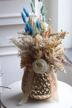 Boho Blue Bosco, dekoracyjny bukiet w wazonie, wys.46cm