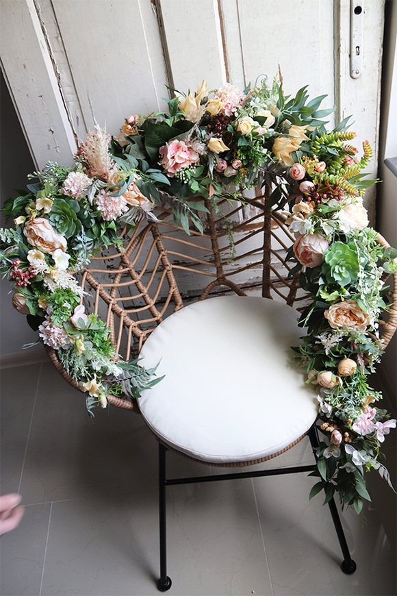 Boho Trento, stylowa girlanda ze sztucznych kwiatów, dł.210cm