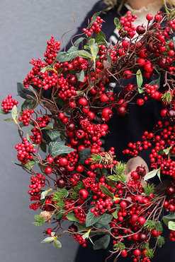 OD RĘKI Jagodowy Gaj, świąteczny wianek dekoracyjny, śr.55cm 