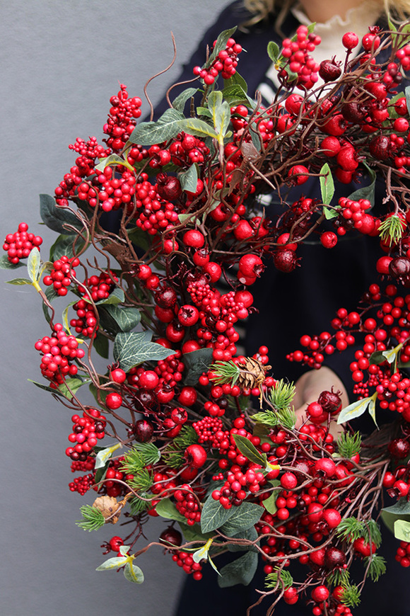 Jagodowy Gaj, świąteczny wianek dekoracyjny