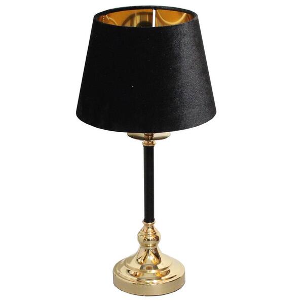 Sophista Gold, lampa stołowa glamour, czarno-złoty welur, wys.51cm 