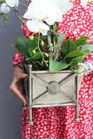 Silver Como, sztuczny storczyk w donicy na stojaku