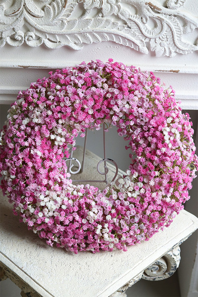 Balletina Pink, delikatny kwiatowy wianek na drzwi