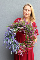 Wrzosy Tęcza, jesienny wianek na drzwi, śr.50cm