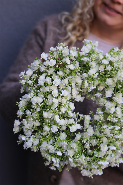 Flowers 4 You, wiosenny wianek z gipsówki, biały, śr.30cm