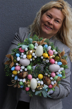 Spring Pastelina, wielkanocny wianek z jajkami, śr.30cm