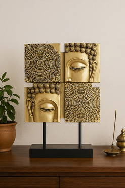 Mandala Budda, złota figurka dekoracyjna, wys.34cm