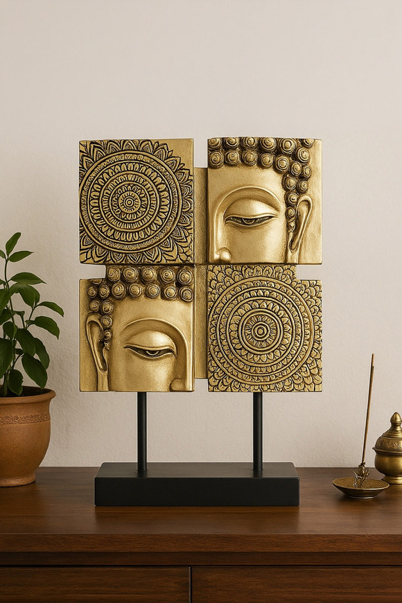 Mandala Budda, złota figurka dekoracyjna