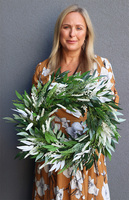 Białe Wrzosy, jesienny wianek na drzwi, śr.45cm