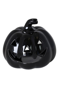 Halloween Pumpkin Black, dekoracyjna dynia ceramiczna lampion, wym.16x17cm
