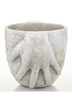 cementowa osłonka / donica, W Twoich dłoniach D, wym.14.5x20x15.5cm