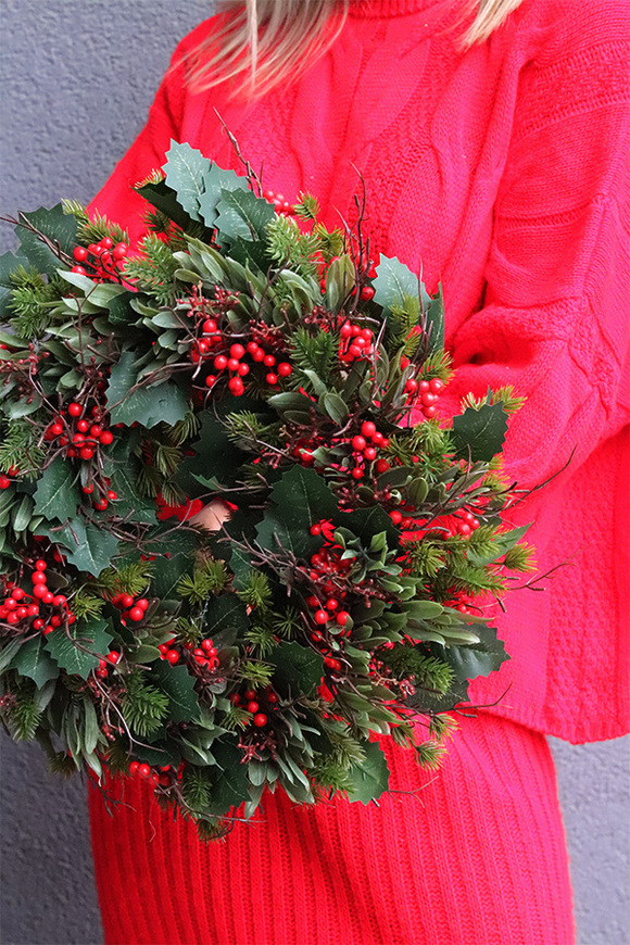 Zimowa Ozdoba, świąteczny wianek na drzwi