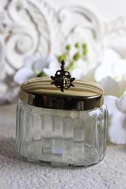 szklany pojemnik z pokrywką, mały, Lux Villa Gold Glamour, wym.12x11x7cm