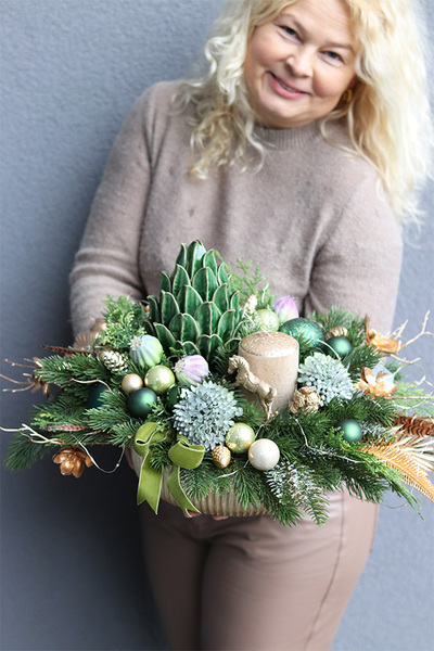 Karczoch Deluxe, świąteczny stroik na stół