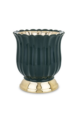 Regina Flower B, osłonka ceramiczna, zielono-złota, wym.18x16cm