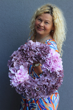 Violetta, wianek z fioletowych hortensji, śr.33cm