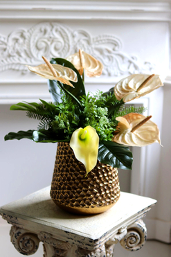 Anturium Gold, kompozycja w złotym wazonie, wys.60cm 