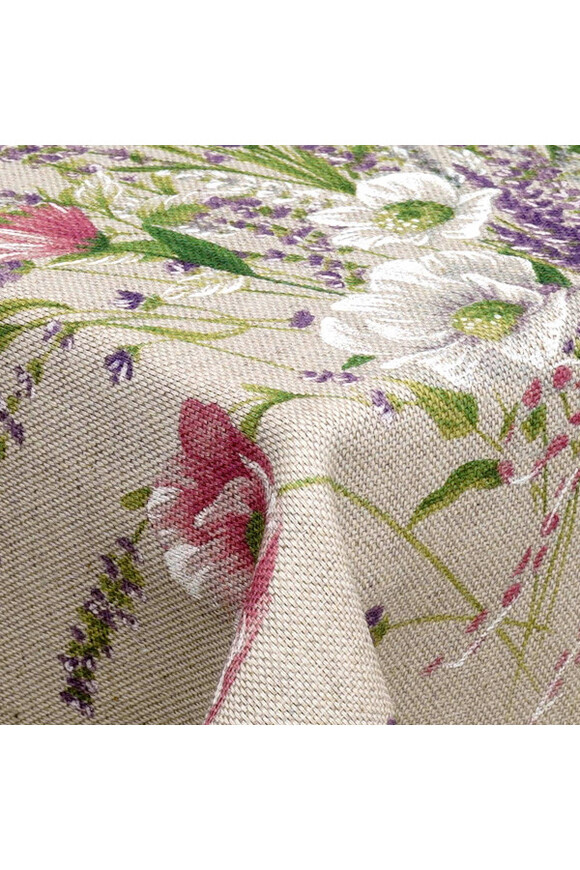 Lawendowa Łąka, bawełniany obrus w kwiaty
