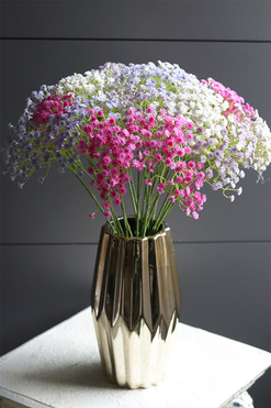 Złoty Design, bukiet gipsówki w wazonie, 19szt, wys.47cm