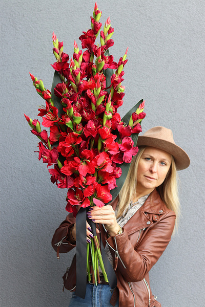 Mieczyki Czerwień, komplet dekoracji nagrobnych