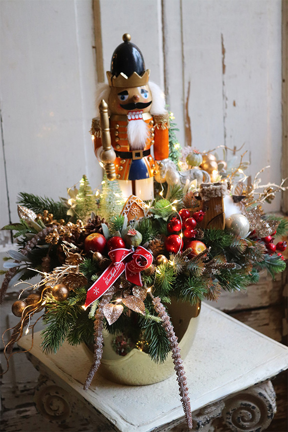 Dziadek do Orzechów Gold, stroik świąteczny