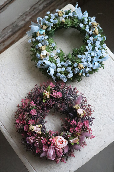 dekoracyjny wianek, Misiowe Błękity, śr.18cm