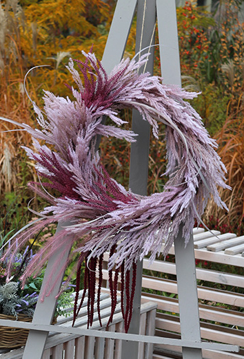 Wrzosowisko, dekoracyjny wianek z traw boho