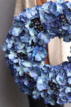Hortensje Blue 2, wysokiej jakości wianek z hortensjami, śr.45cm 