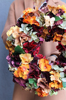 Hortensja Autumn, jesienny wianek na drzwi 