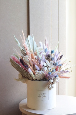 Orfitta Soho, welurowy flowerbox boho z suszem, wys.36cm