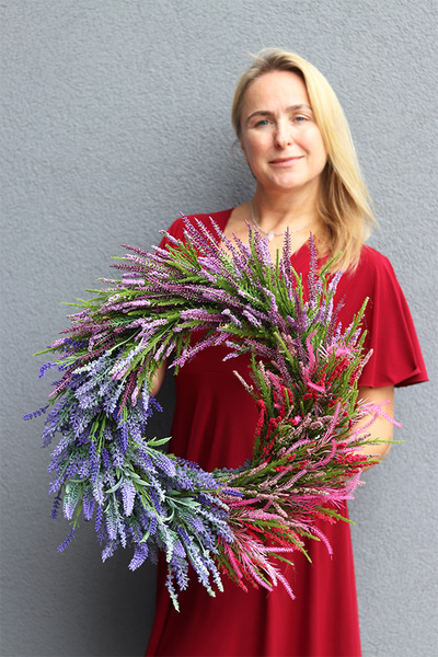 Wrzosy Tęcza, jesienny wianek na drzwi, śr.50cm