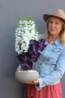 Mikso, nowoczesna dekoracja ze storczykiem i ostróżką, wym.60cm