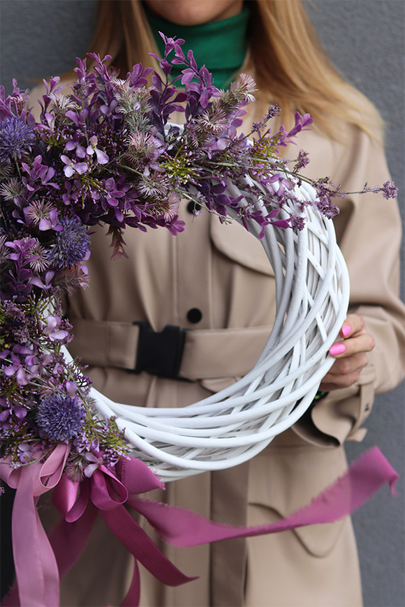 Violet Boho, asymetryczny wianek na drzwi