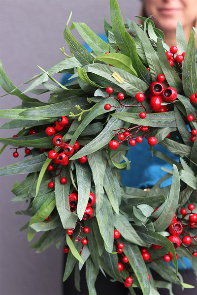 Eukaliptusowy 2, świąteczny wianek ozdobny