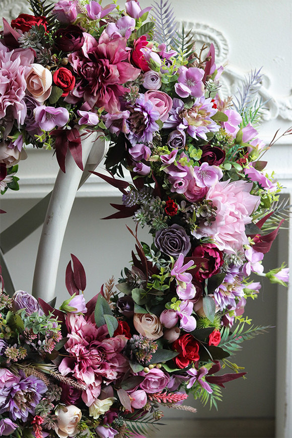 Melise, fioletowo-różowy wianek kwiatowy