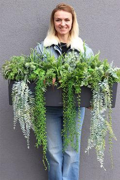 Balconera Zielona Mila, ekskluzywna zielona kompozycja w donicy, wys.45cm 