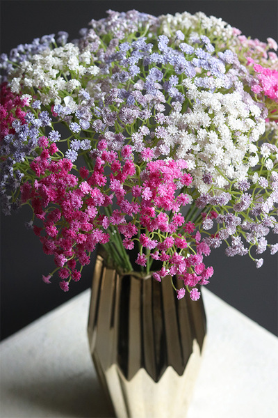 Złoty Design, bukiet gipsówki w wazonie