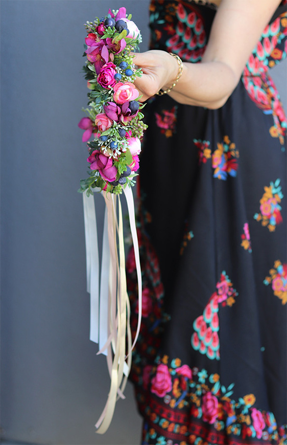 Turmina, kwiatowy wianek na głowę, rozmiar uniwersalny 