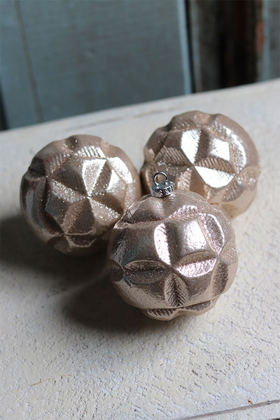 Champagne, bombki choinkowe, szampańskie złoto, śr.8cm, kpl.4szt