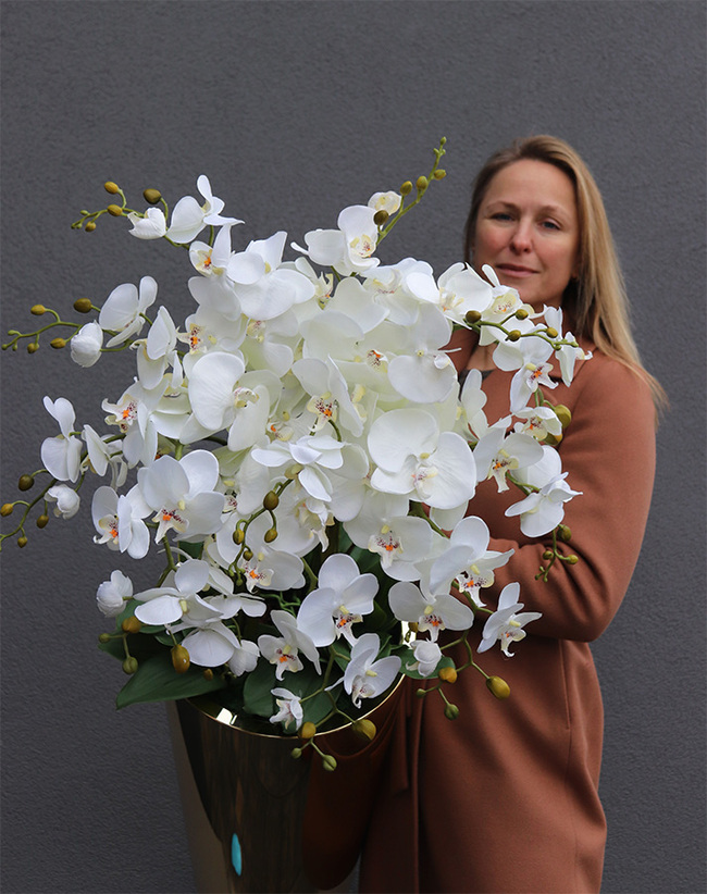 Golderia Side, elegancki storczyk podłogowy w złotej donicy, wys.130cm  