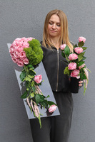 Clear Design Roses Pink, dekoracja nagrobna na transparentnej podstawie, wym.70x25cm