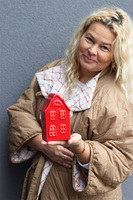 Red XMAS, domek ceramiczny lampion