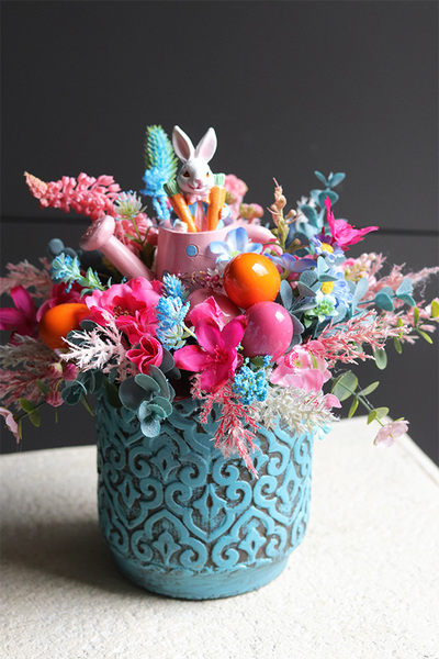 Turkusowa Wiosna, stroik wielkanocny z zajączkiem