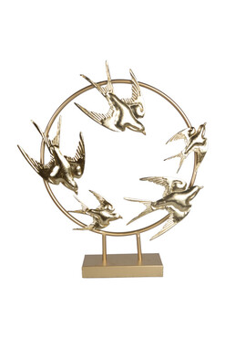 Avis Gold, dekoracja figurka metalowa z jaskółkami, wym.46.4x54x8.3cm