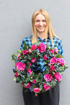 Rosa Mia, wianek różowy na drzwi, śr.46cm