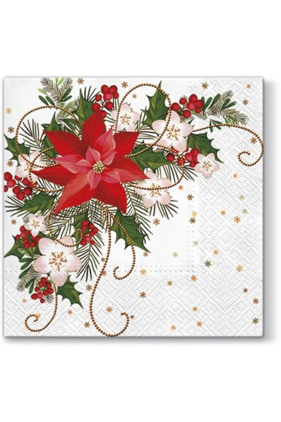 świąteczne serwetki papierowe poinsecja vintage