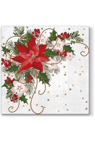 świąteczne serwetki papierowe poinsecja vintage