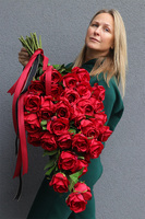 Róże Deluxe, bukiet nagrobny do położenia, czerwony