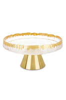 Emia, szklana patera dekoracyjna na nodze, wym.15x30.5x30.5cm