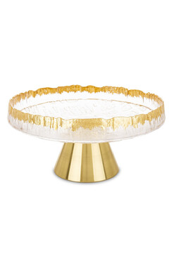 Emia, szklana patera dekoracyjna na nodze, wym.15x30.5x30.5cm